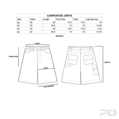 ASH BLACK CARPENTER JORTS